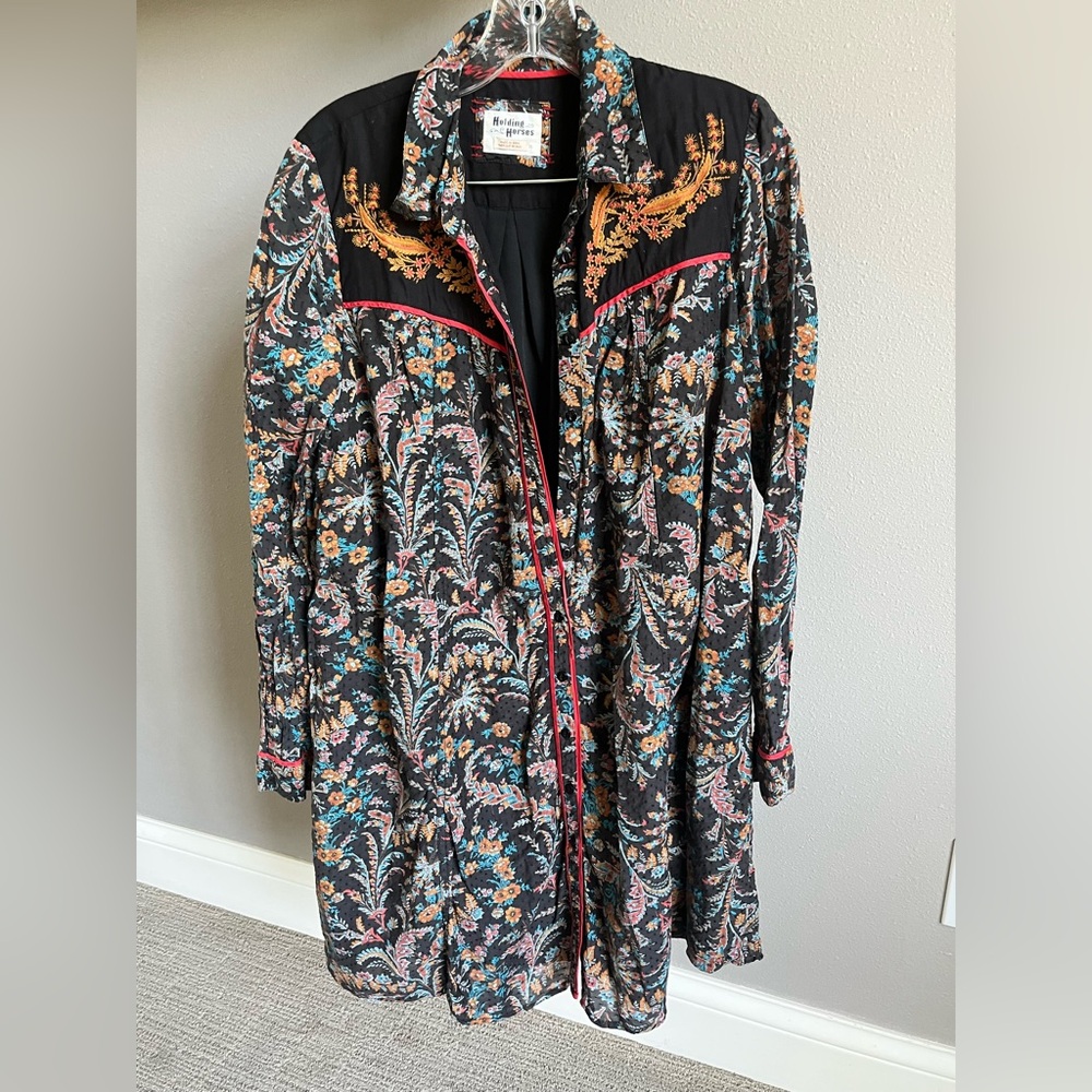HOLDING HORSES Black Floral Long Sleeve Dress